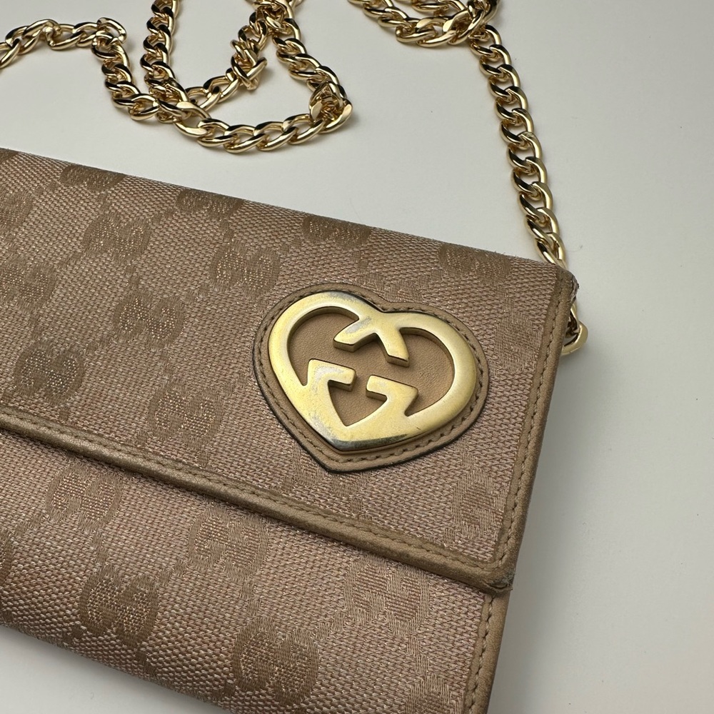 Gucci GG Heart Monogram Wallet Long Bifold & Zipper